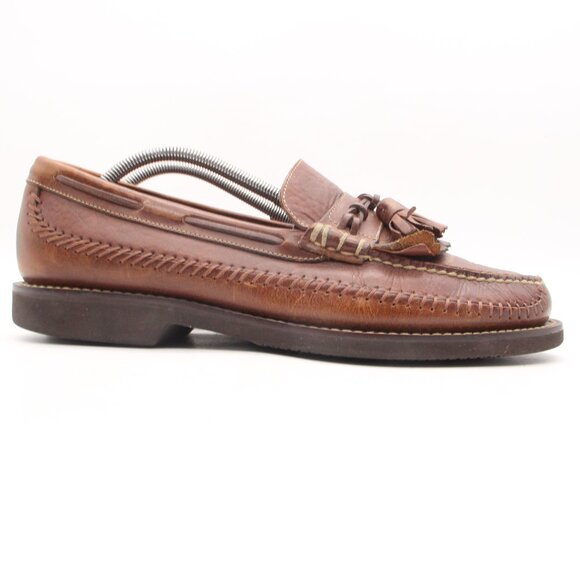 HS Trask Kiltie Casual Loafer Men's Size 11 M Brown Leather Tassels Slip On - Picture 1 of 12